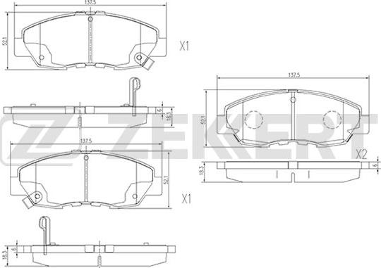 Zekkert BS-2166 - Kit de plaquettes de frein, frein à disque cwaw.fr