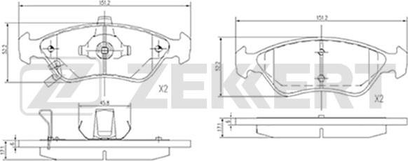 Zekkert BS-2109 - Kit de plaquettes de frein, frein à disque cwaw.fr