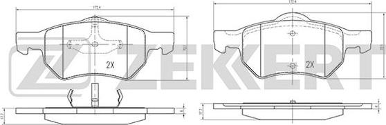 Zekkert BS-2106 - Kit de plaquettes de frein, frein à disque cwaw.fr