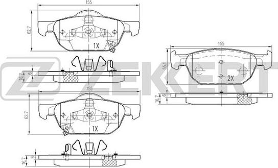 Zekkert BS-2172 - Kit de plaquettes de frein, frein à disque cwaw.fr