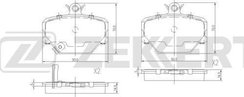 Zekkert BS-2897 - Kit de plaquettes de frein, frein à disque cwaw.fr