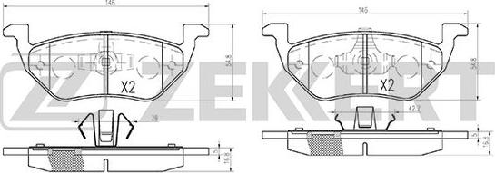 Zekkert BS-2848 - Kit de plaquettes de frein, frein à disque cwaw.fr