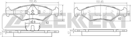 Zekkert BS-2853 - Kit de plaquettes de frein, frein à disque cwaw.fr