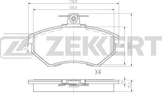 Zekkert BS-2862 - Kit de plaquettes de frein, frein à disque cwaw.fr