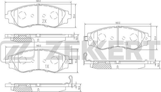 Zekkert BS-2810 - Kit de plaquettes de frein, frein à disque cwaw.fr