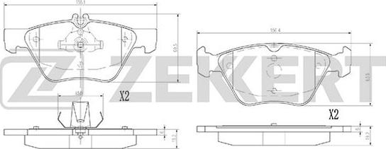 Zekkert BS-2881 - Kit de plaquettes de frein, frein à disque cwaw.fr