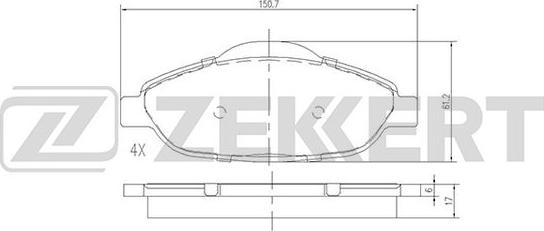 Zekkert BS-2825 - Kit de plaquettes de frein, frein à disque cwaw.fr