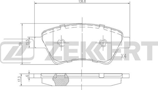 Zekkert BS-2826 - Kit de plaquettes de frein, frein à disque cwaw.fr