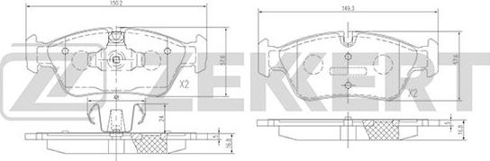 Zekkert BS-2828 - Kit de plaquettes de frein, frein à disque cwaw.fr