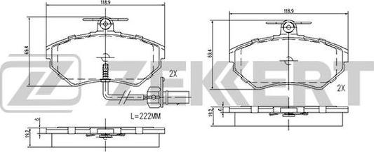 Zekkert BS-2827 - Kit de plaquettes de frein, frein à disque cwaw.fr