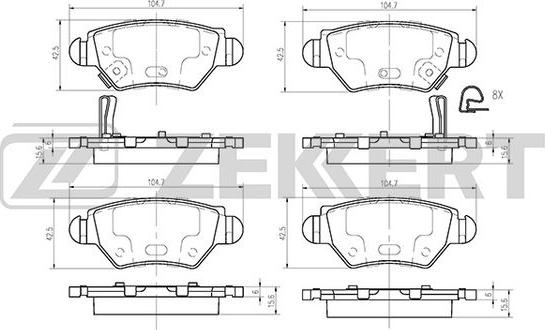 Zekkert BS-2366 - Kit de plaquettes de frein, frein à disque cwaw.fr