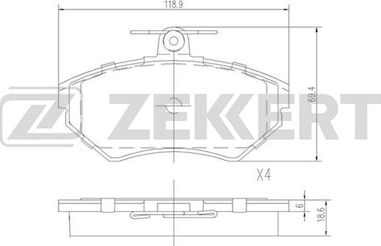 Zekkert BS-2387 - Kit de plaquettes de frein, frein à disque cwaw.fr