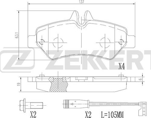 Zekkert BS-2791 - Kit de plaquettes de frein, frein à disque cwaw.fr