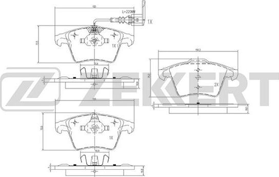 Zekkert BS-2797 - Kit de plaquettes de frein, frein à disque cwaw.fr