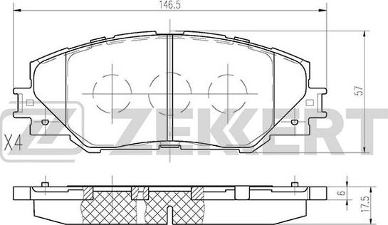 Zekkert BS-2716 - Kit de plaquettes de frein, frein à disque cwaw.fr