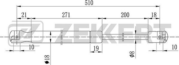 Zekkert GF-1618 - Vérin, capot-moteur cwaw.fr