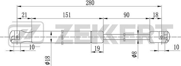 Zekkert GF-1050 - Vérin de hayon, de coffre cwaw.fr