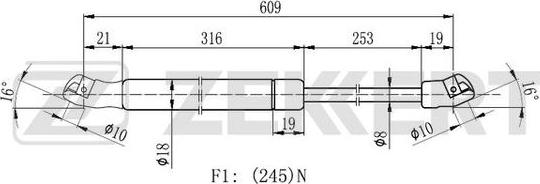 Zekkert GF-2172 - Vérin de hayon, de coffre cwaw.fr