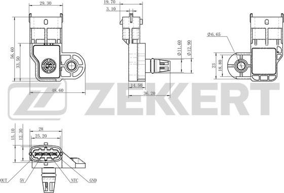 Zekkert SE-1055 - Capteur, pression du tuyau d'admission cwaw.fr