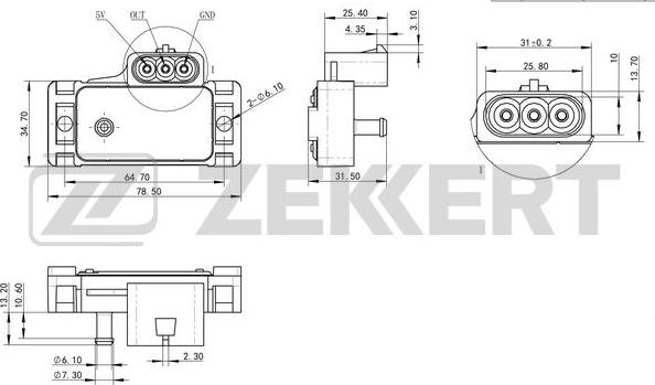 Zekkert SE-1052 - Capteur, pression du tuyau d'admission cwaw.fr