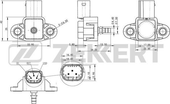 Zekkert SE-1034 - Capteur, pression du tuyau d'admission cwaw.fr