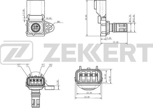 Zekkert SE-1036 - Capteur, pression du tuyau d'admission cwaw.fr