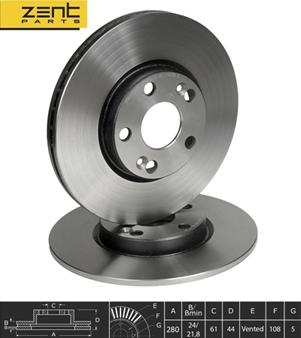 ZENTPARTS Z06195 - Disque de frein cwaw.fr