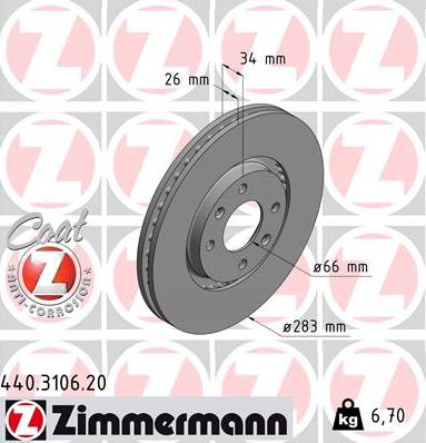 Zimmermann 440.3106.20 - Disque de frein cwaw.fr