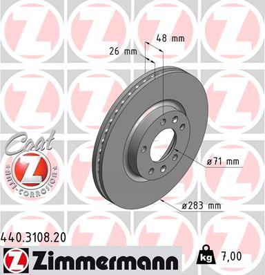 Zimmermann 440.3108.20 - Disque de frein cwaw.fr