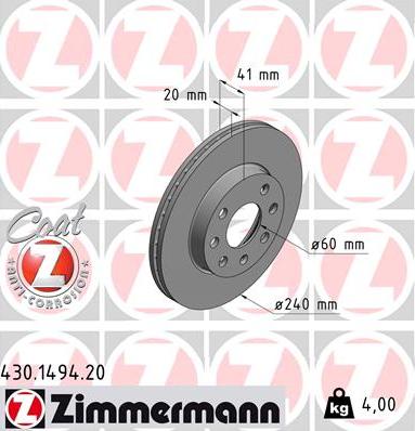 Zimmermann 430.1494.20 - Disque de frein cwaw.fr