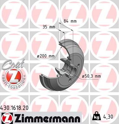 Zimmermann 430.1618.20 - Tambour de frein cwaw.fr