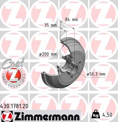 Zimmermann 430.1781.00 - Tambour de frein cwaw.fr