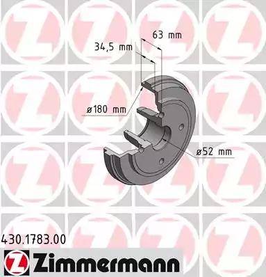 Zimmermann 430.1783.00 - Tambour de frein cwaw.fr