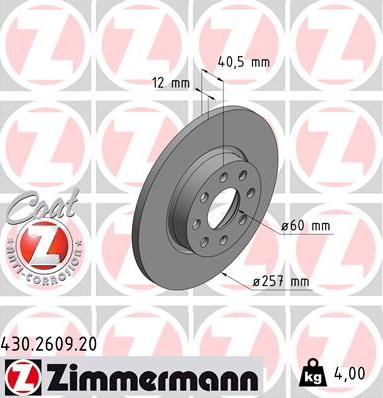 Zimmermann 430.2609.20 - Disque de frein cwaw.fr