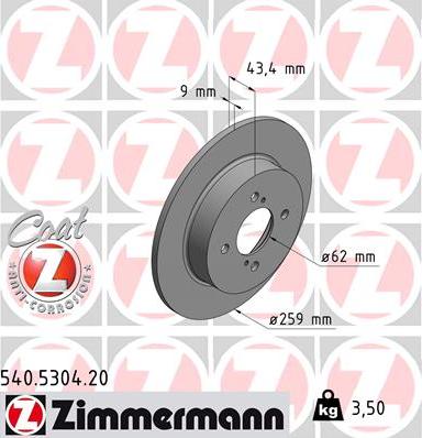 Zimmermann 540.5304.20 - Disque de frein cwaw.fr