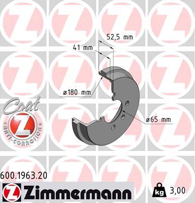 Zimmermann 600.1963.20 - Tambour de frein cwaw.fr