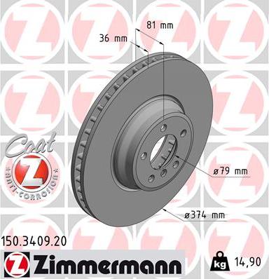 Zimmermann 150.3409.20 - Disque de frein cwaw.fr