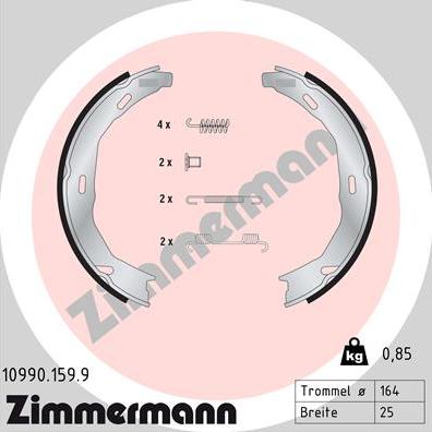 Zimmermann 10990.159.9 - Jeu de mâchoires de frein, frein de stationnement cwaw.fr