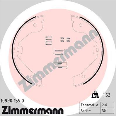 Zimmermann 10990.159.0 - Jeu de mâchoires de frein, frein de stationnement cwaw.fr