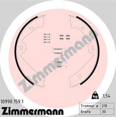 Zimmermann 10990.159.1 - Jeu de mâchoires de frein, frein de stationnement cwaw.fr