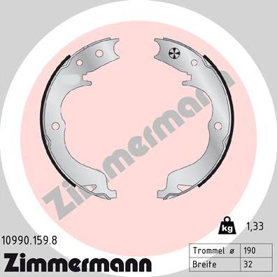 Zimmermann 10990.159.8 - Jeu de mâchoires de frein, frein de stationnement cwaw.fr