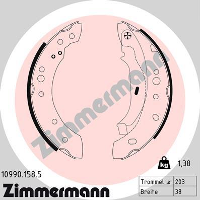 Zimmermann 10990.158.5 - Jeu de mâchoires de frein cwaw.fr