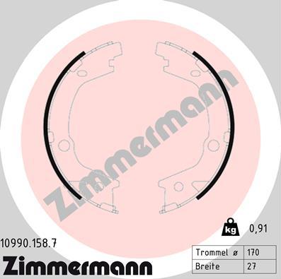 Zimmermann 10990.158.7 - Jeu de mâchoires de frein, frein de stationnement cwaw.fr