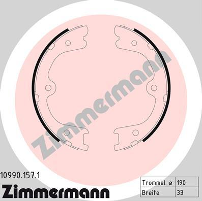 Zimmermann 10990.157.1 - Jeu de mâchoires de frein, frein de stationnement cwaw.fr