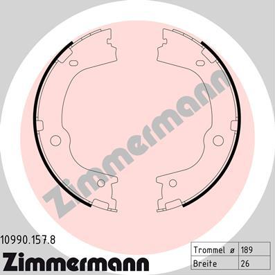 Zimmermann 10990.157.8 - Jeu de mâchoires de frein, frein de stationnement cwaw.fr