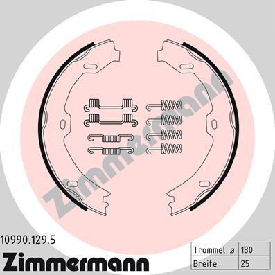 Zimmermann 10990.129.5 - Jeu de mâchoires de frein, frein de stationnement cwaw.fr