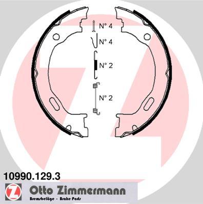 Zimmermann 10990.129.3 - Jeu de mâchoires de frein, frein de stationnement cwaw.fr