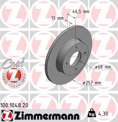 Zimmermann 100.1048.20 - Disque de frein cwaw.fr