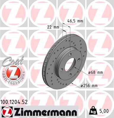 Zimmermann 100.1204.52 - Disque de frein cwaw.fr