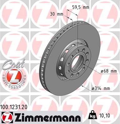 Zimmermann 100.1231.20 - Disque de frein cwaw.fr